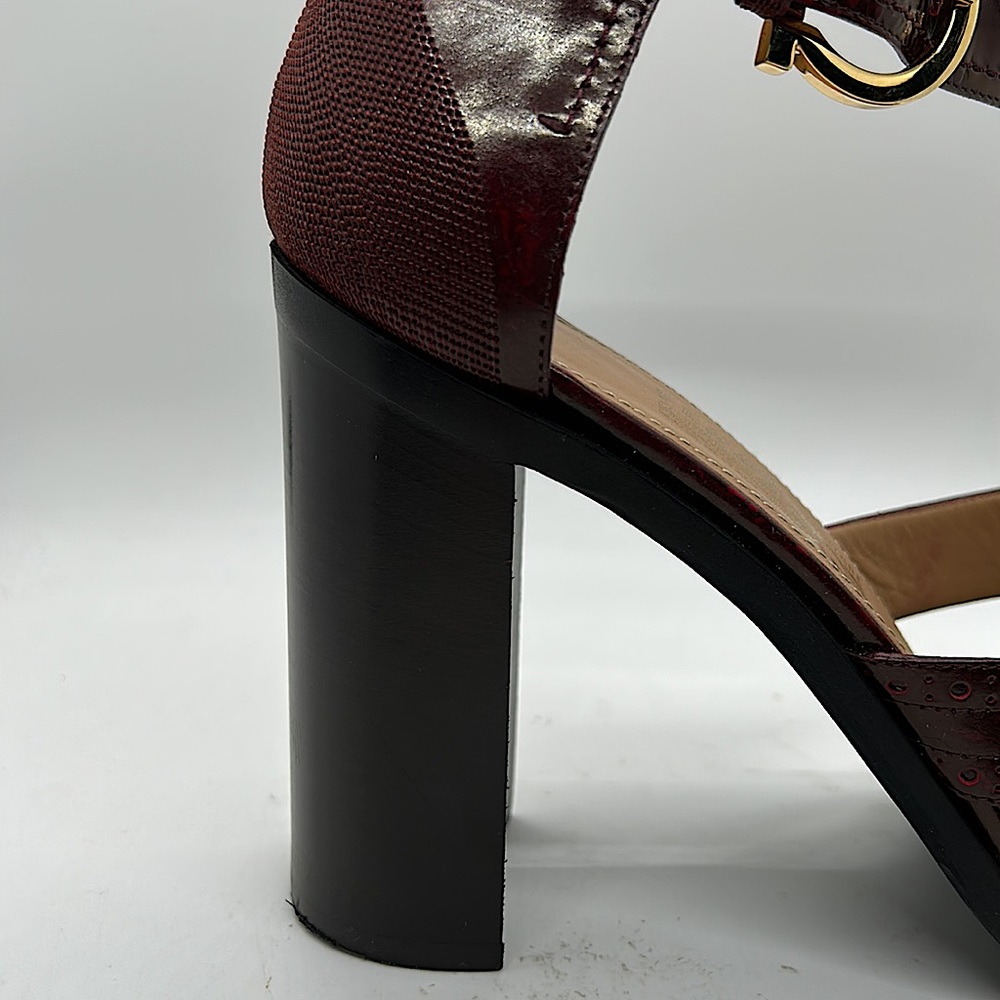 Salvatore Ferragamo Cherry Leather Nuala Block Heel Sandals Shoes **Sz 10**🔥🔥 - Picture 9 of 11